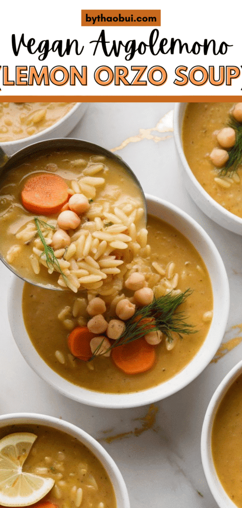 Vegan Avgolemono (Lemon Orzo Soup)