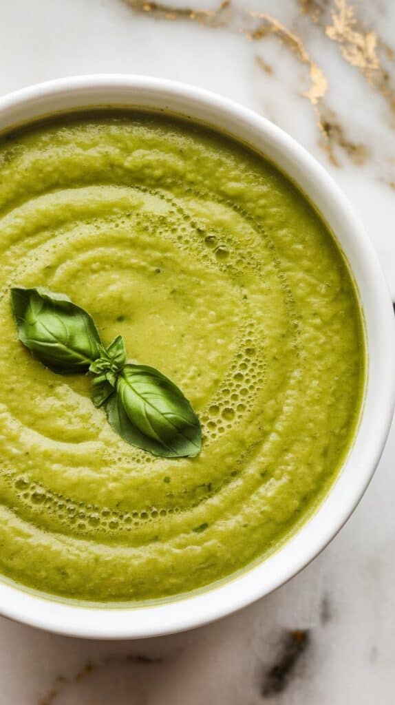green pea and basil soup