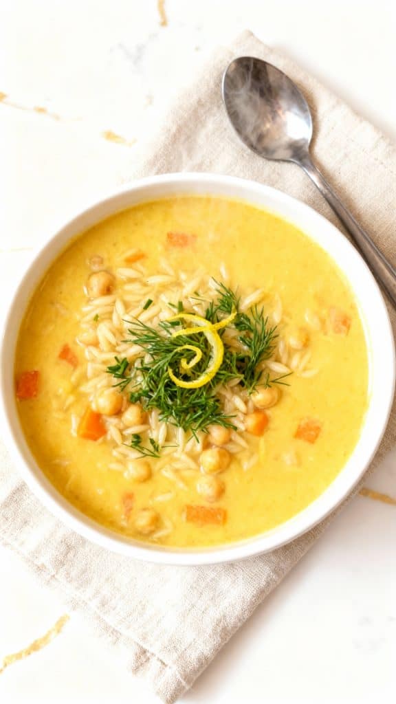 Vegan Avgolemono (Lemon Orzo Soup)