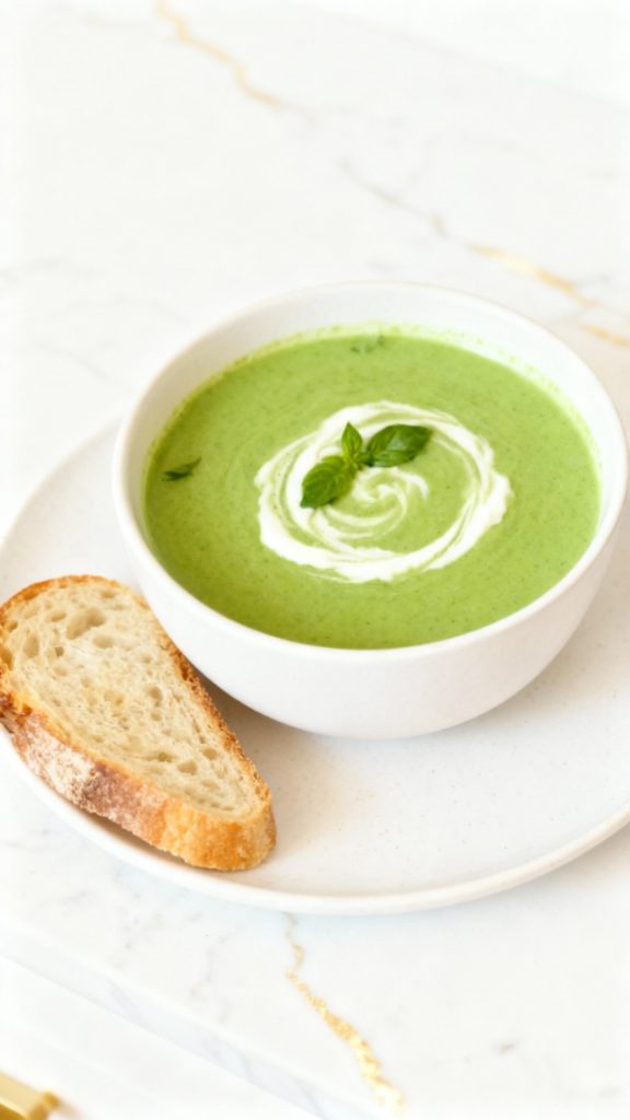 Vegan green Pea & Basil Soup
