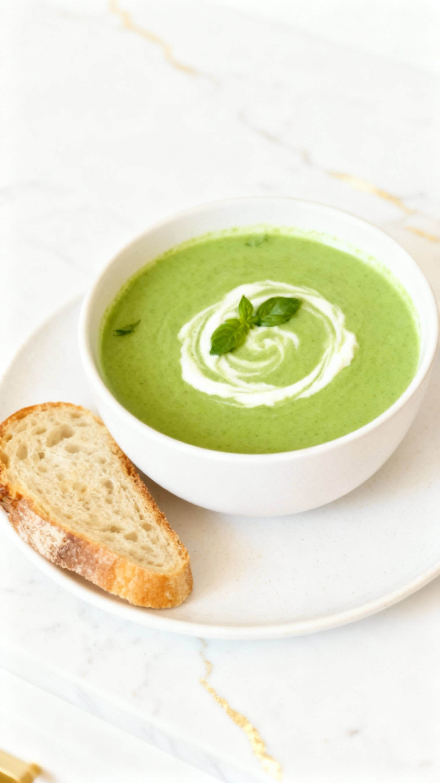 Vegan green Pea & Basil Soup