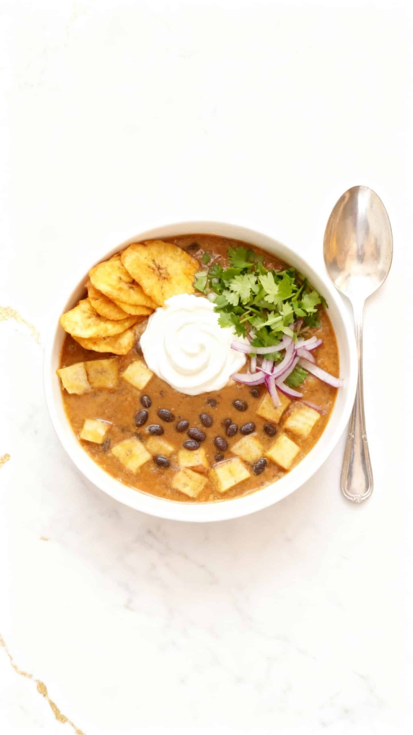 Smoky Black Bean & Plantain Soup