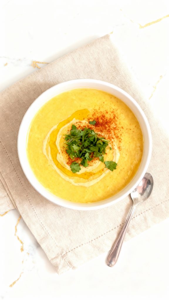 Vegan golden Cauliflower Tahini Soup