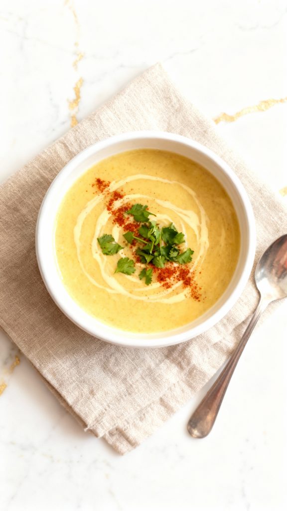 Vegan golden Cauliflower Tahini Soup