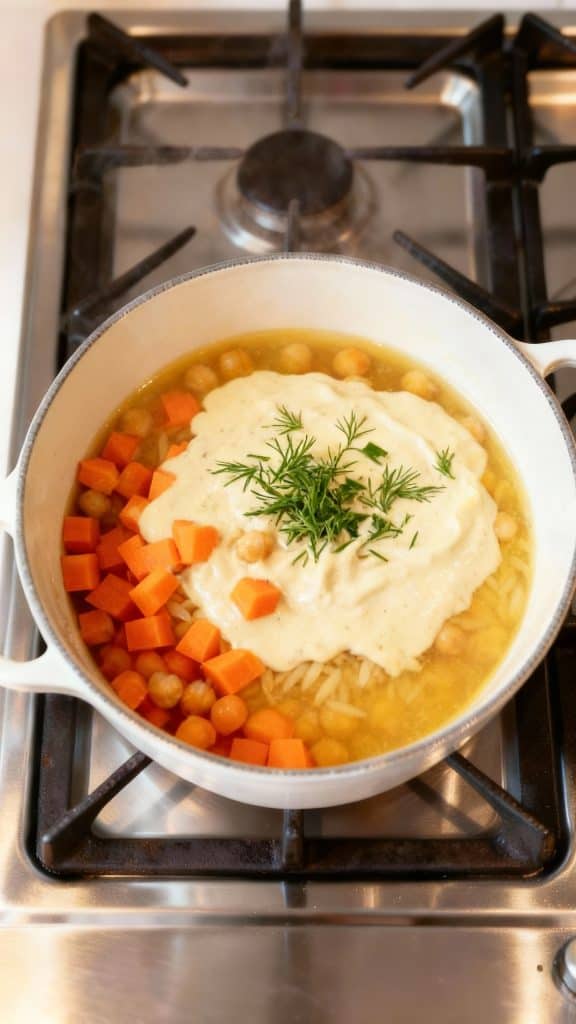 Ultra close-up shot of smooth, creamy mixture of lemon juice, tahini, and miso paste fully whisked together in a small white round bowl, glossy and well-blended with no lumps, the mixture has a pale creamy color with a silky and slightly shiny surface, placed on a white marble counter with gold hints, a straight 90-degree top-down shot with no tilt, captured directly overhead.