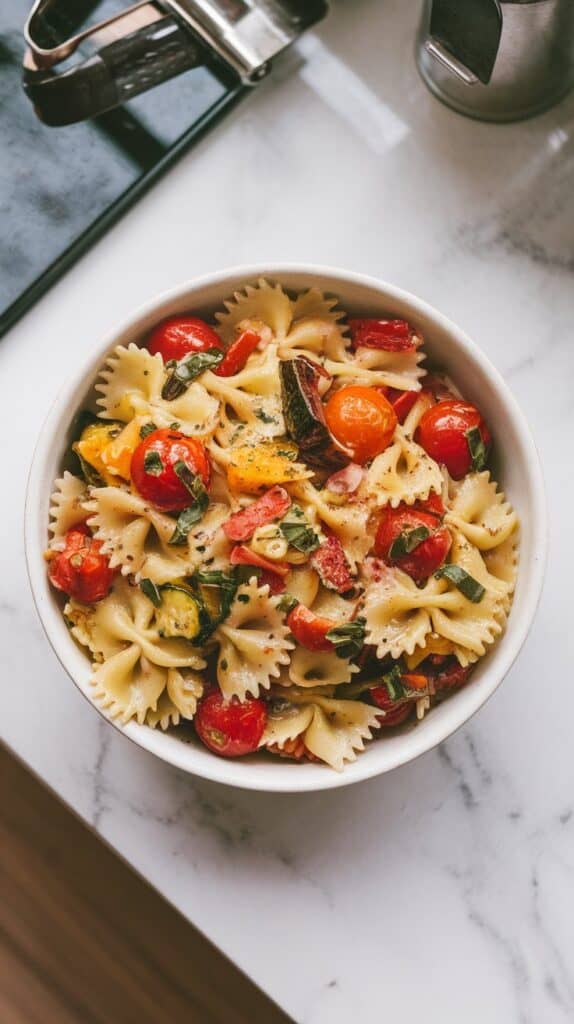 Roasted Veggie Balsamic Pasta Salad