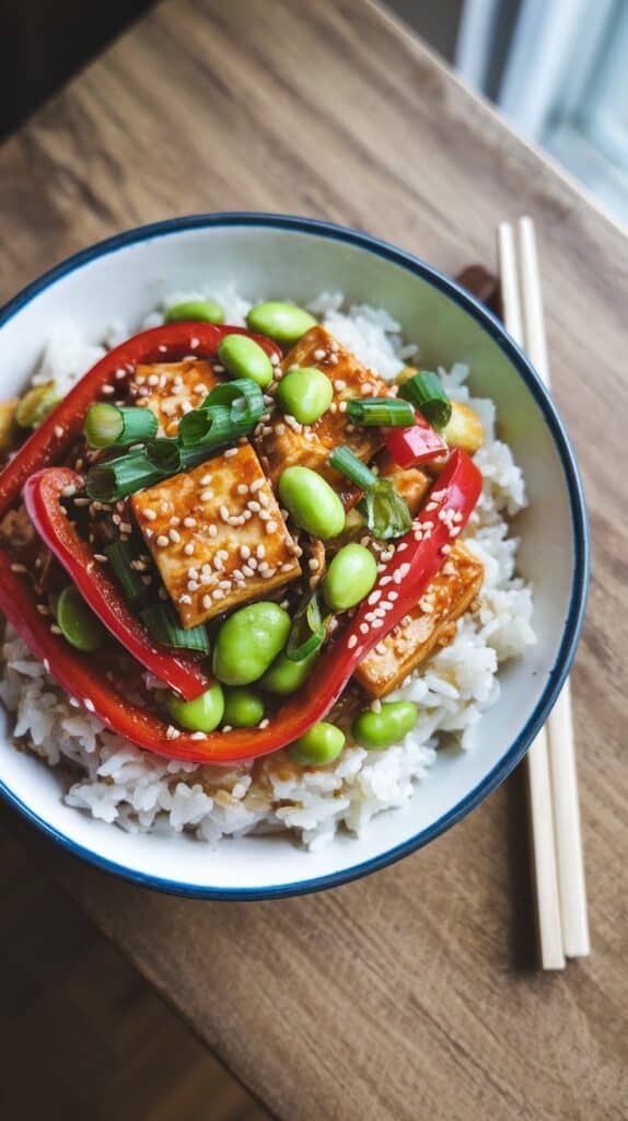 Spicy Tofu Edamame Stir-Fry