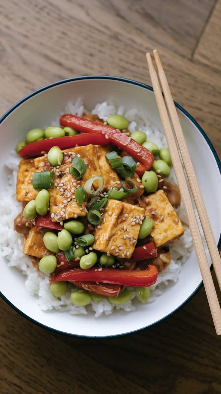 Spicy Tofu Edamame Stir-Fry
