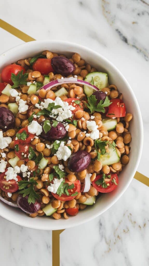 Mediterranean Lentil Pasta Salad