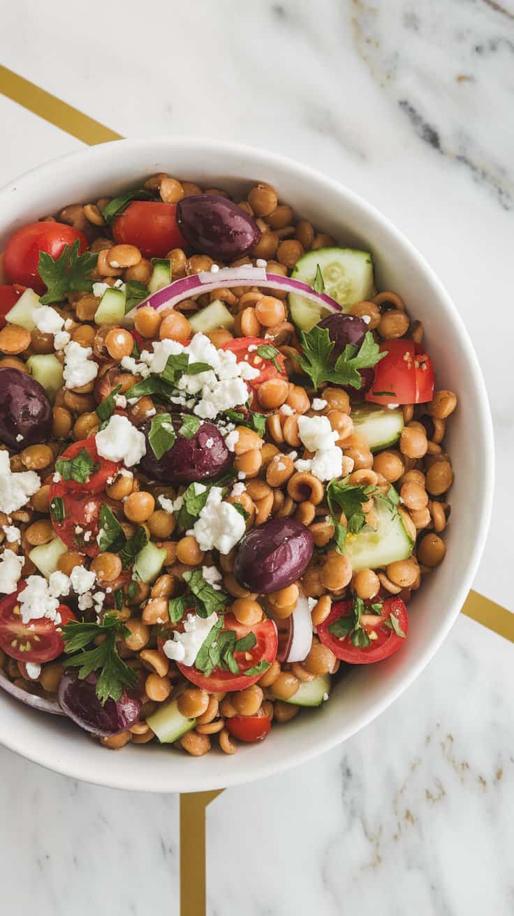 Mediterranean Lentil Pasta Salad
