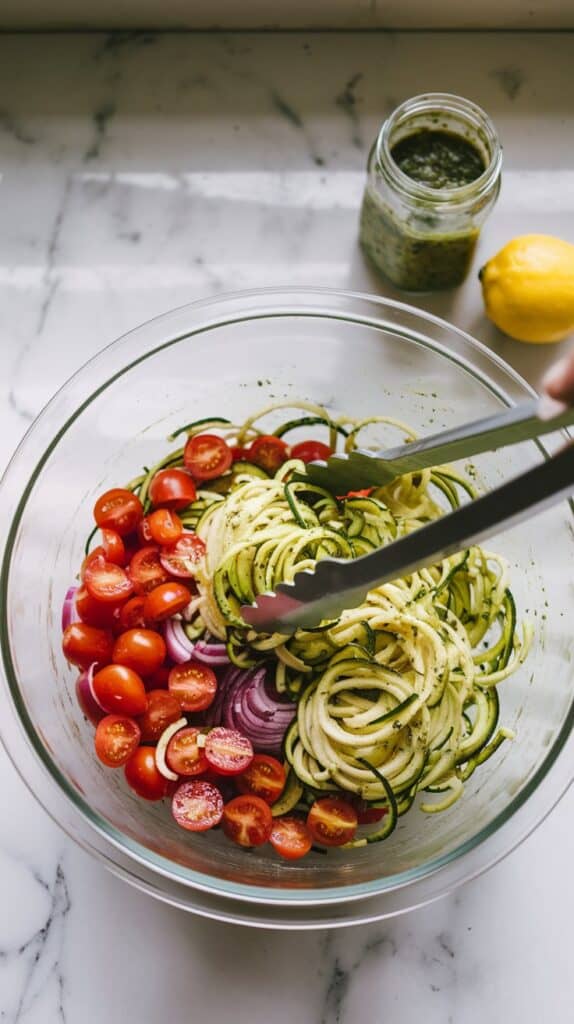 Zucchini Noodle Pesto Pasta Salad