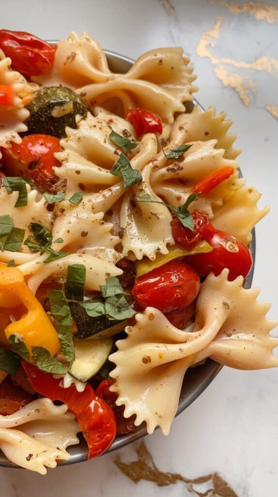 Roasted Veggie Balsamic Pasta Salad