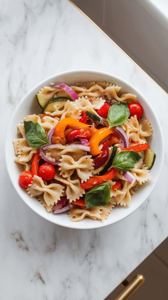Roasted Veggie Balsamic Pasta Salad