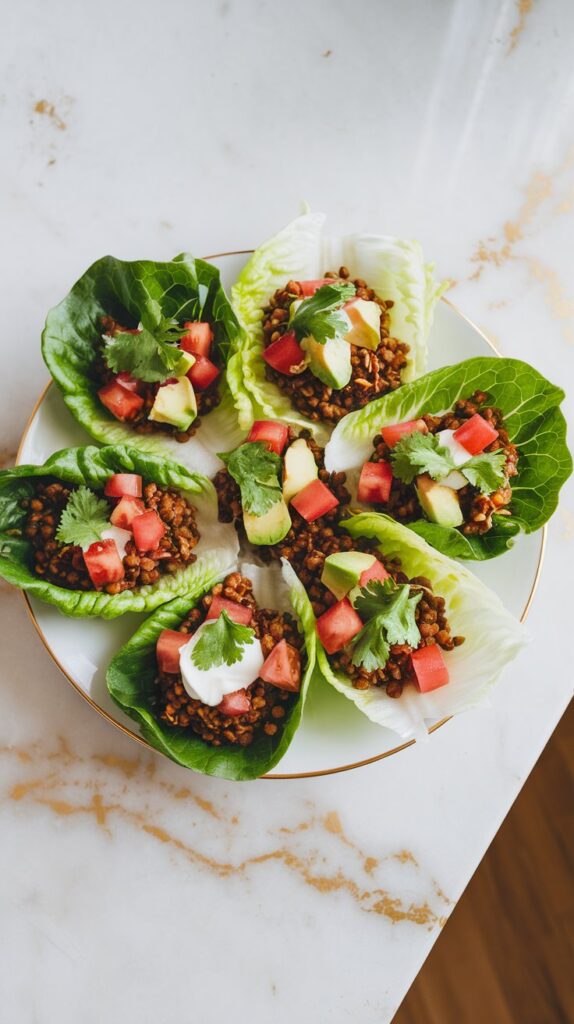 Lentil Walnut Taco Meat Lettuce Wraps
