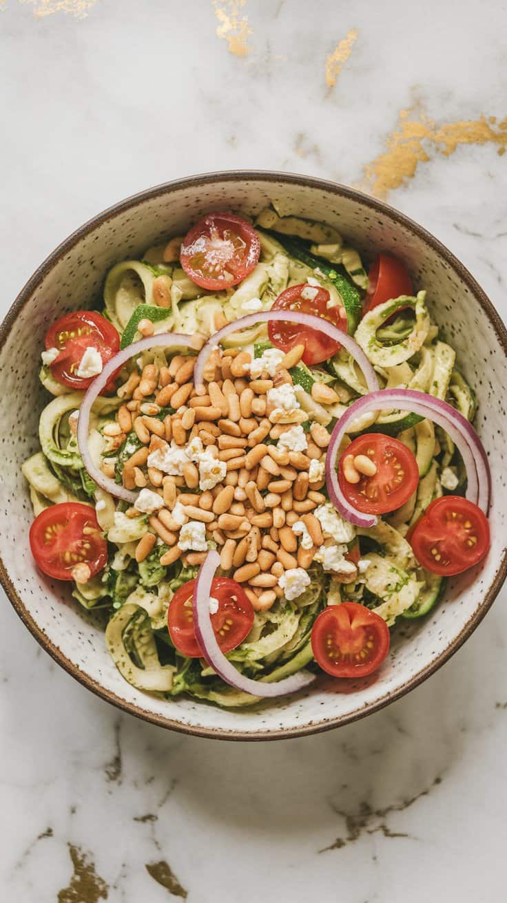 Zucchini Noodle Pesto Pasta Salad