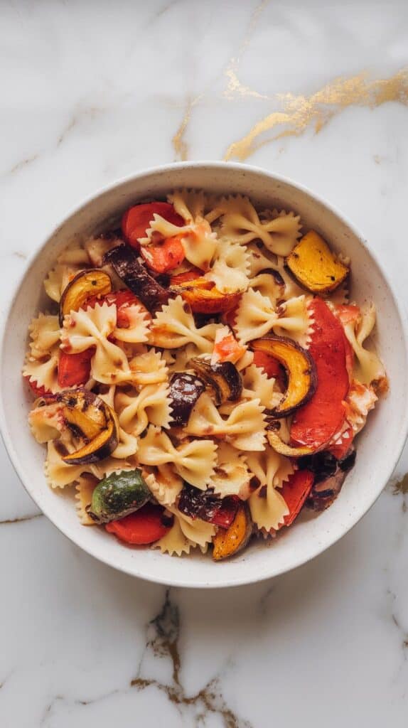 Roasted Veggie Balsamic Pasta Salad