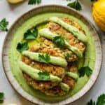 Quinoa Chickpea Patties with Avocado Sauce
