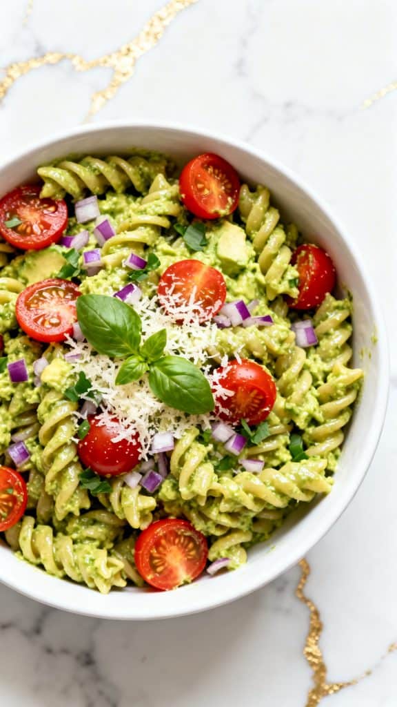 Avocado Pesto Pasta Salad
