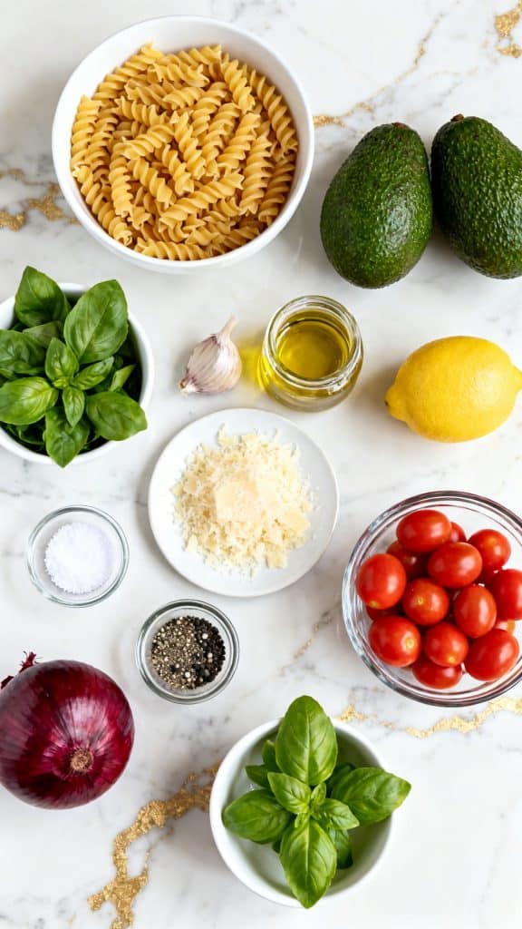Avocado Pesto Pasta Salad