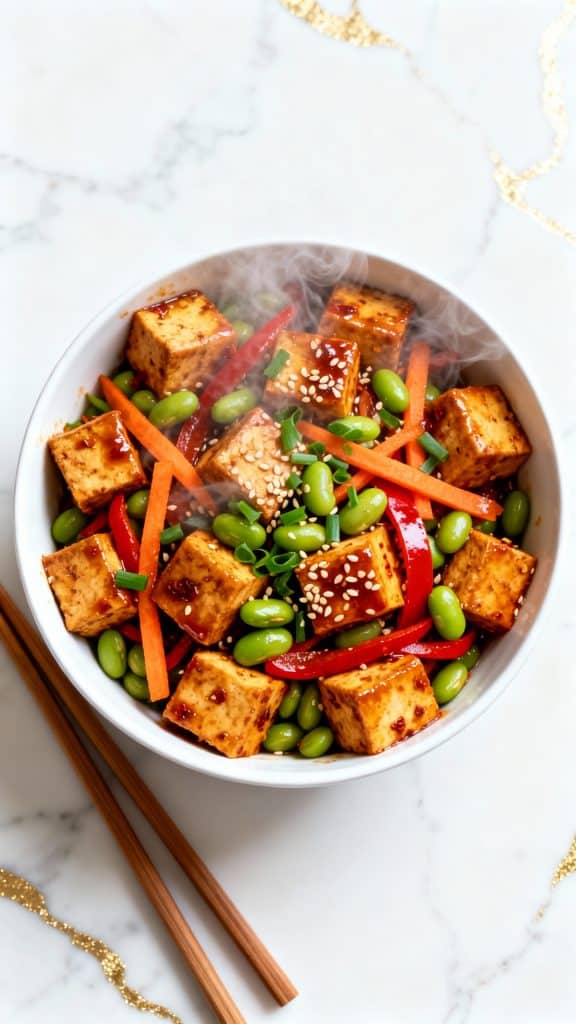 Spicy Tofu Edamame Stir-Fry