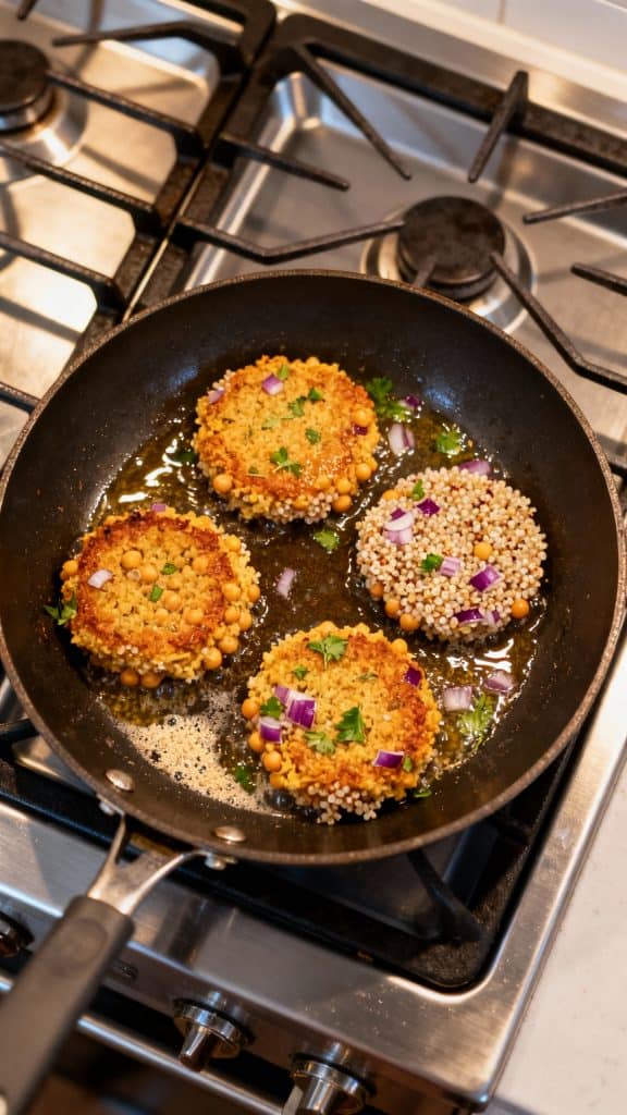 Quinoa Chickpea Patties with Avocado Sauce