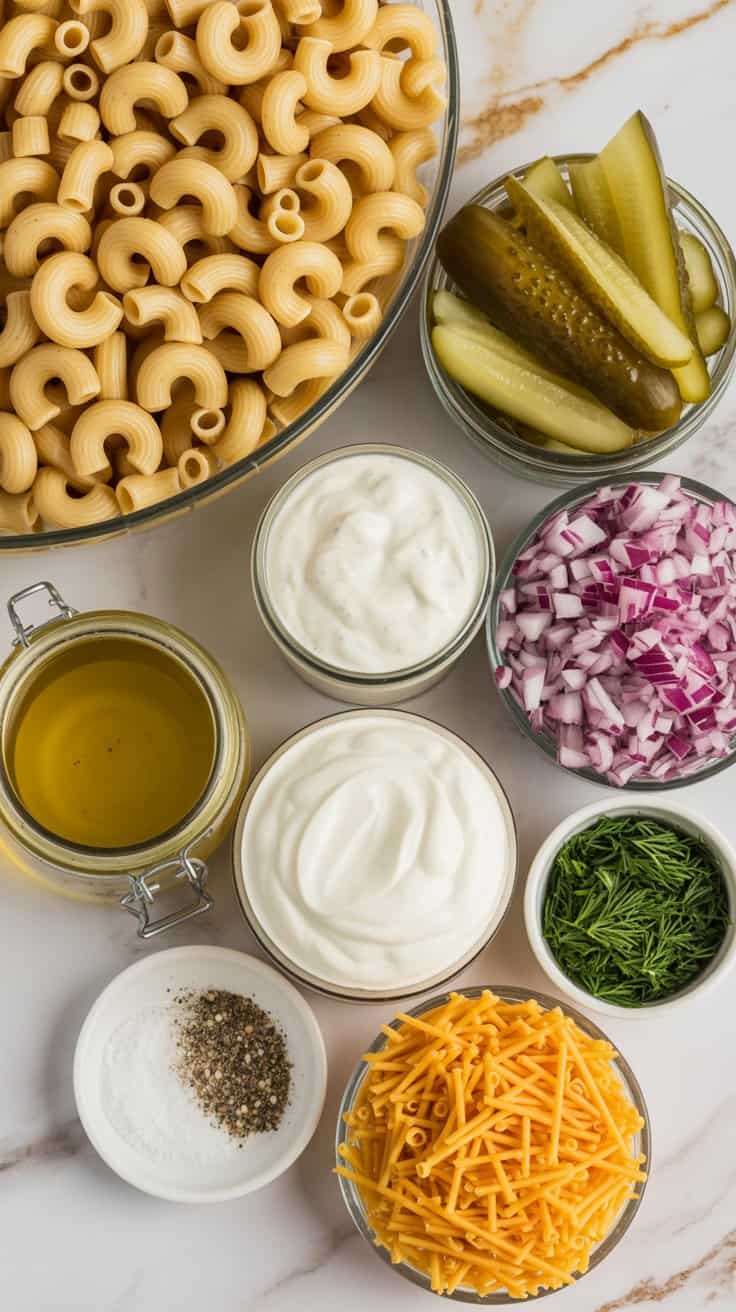 Creamy Dill Pickle Pasta Salad