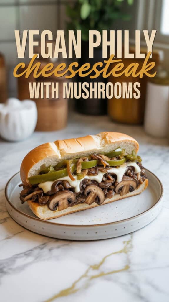 Vegan Philly Cheesesteak with Mushrooms