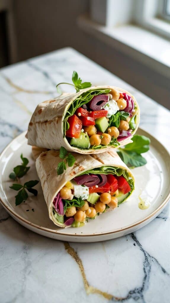 Mediterranean Chickpea Wrap (served as a sandwich)