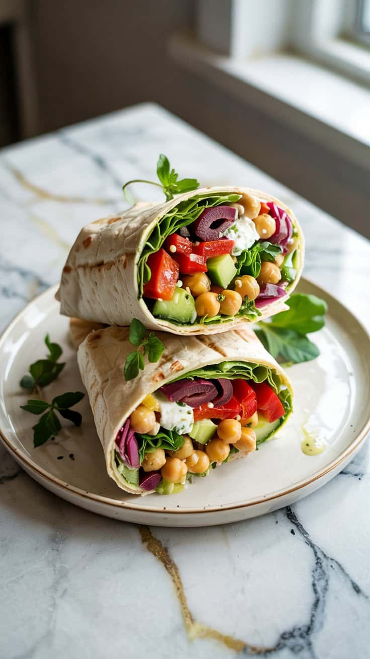 Mediterranean Chickpea Wrap (served as a sandwich)