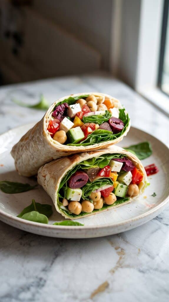 Mediterranean Chickpea Wrap (served as a sandwich)