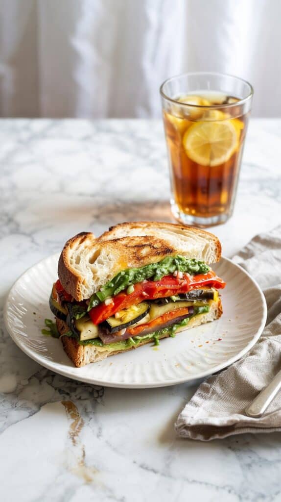 Vegan Pesto & Roasted Veggie Sandwich