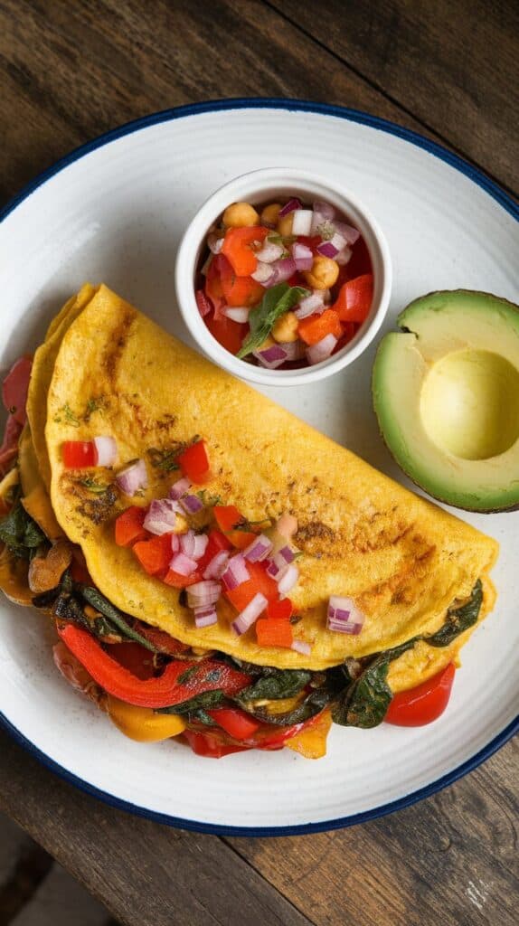 Chickpea Omelet with Veggies