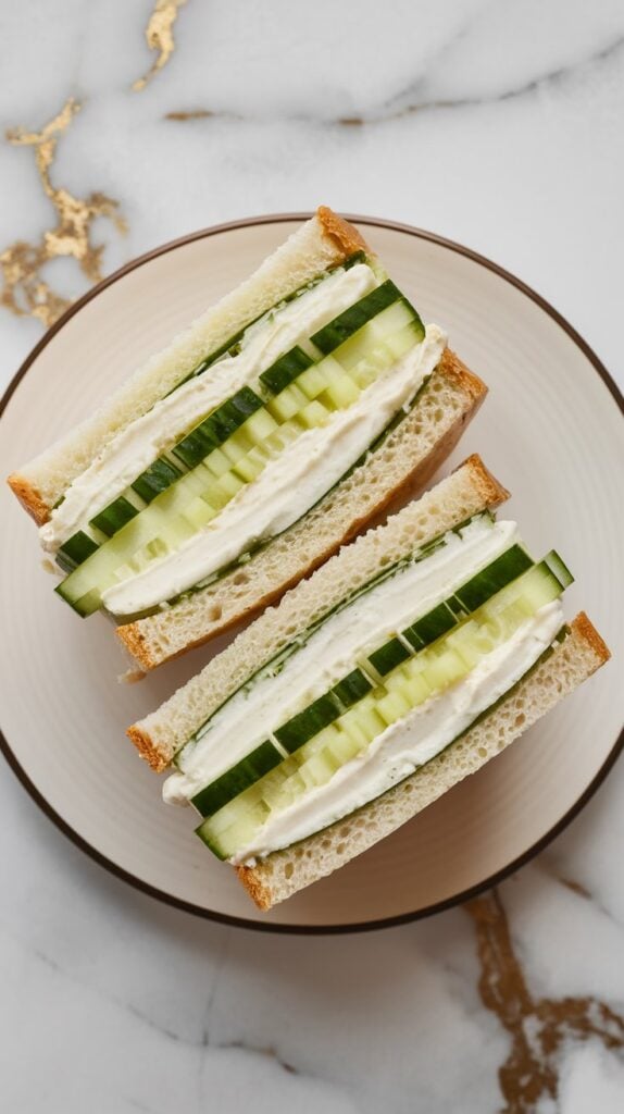 Cucumber and Vegan Cream Cheese Sandwich