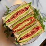 Avocado and Tomato Sandwich .