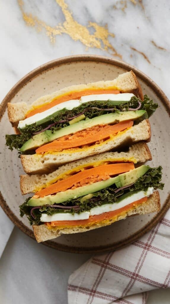 Roasted Sweet Potato and Kale Sandwich