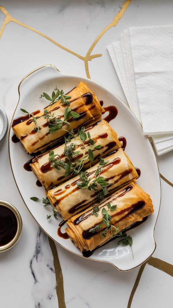 Crispy Silken Tofu Filo Rolls