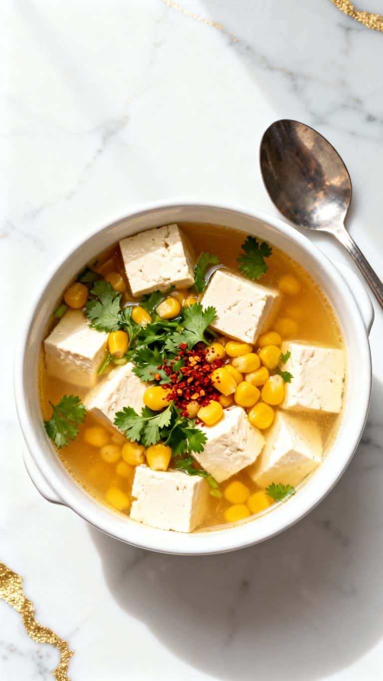 Silken Tofu Sweet Corn & Cilantro Soup