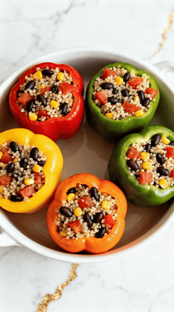 Stuffed Bell Peppers with Quinoa & Black Beans