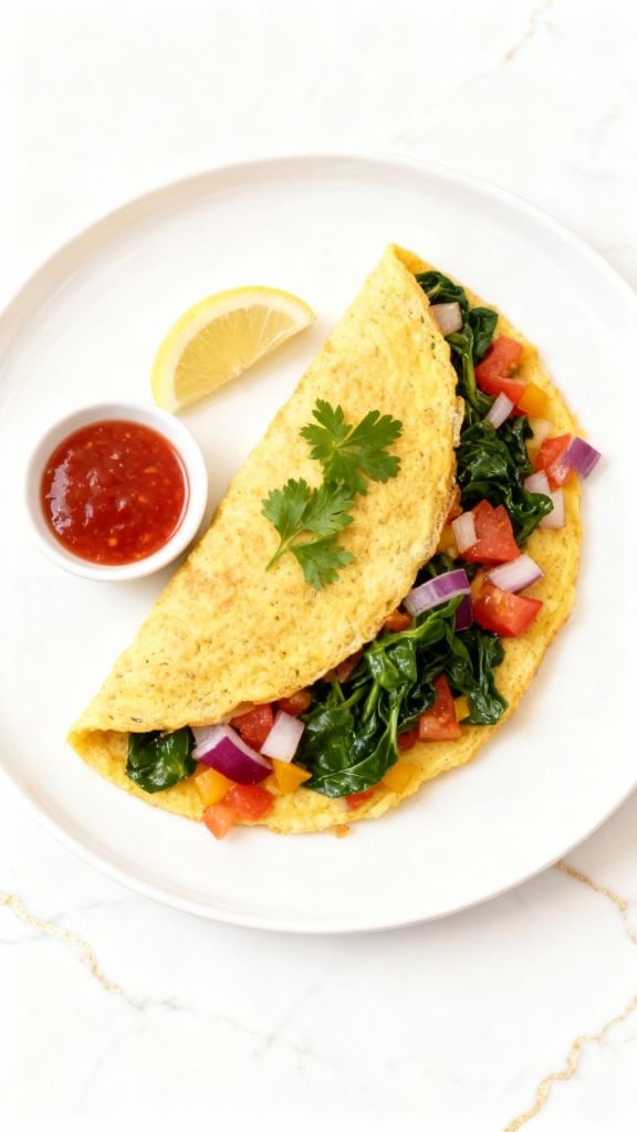 Chickpea Omelet with Veggies