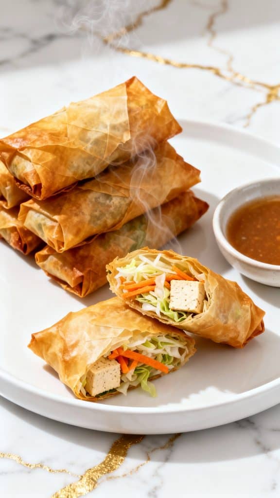 Crispy Silken Tofu Filo Rolls