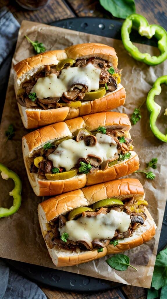 Vegan Philly Cheesesteak with Mushrooms