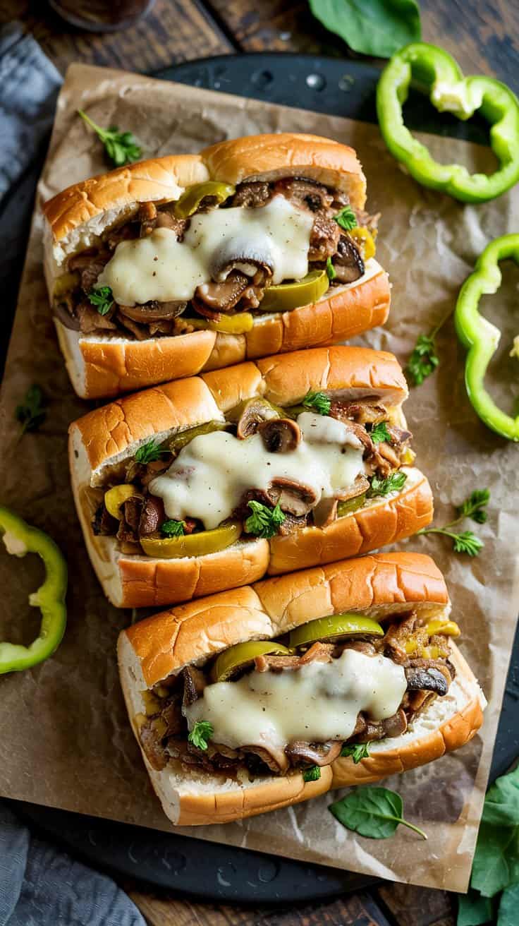 Vegan Philly Cheesesteak with Mushrooms