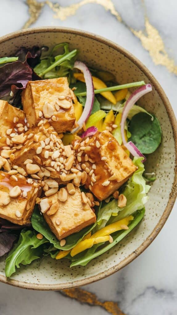 Crispy Tofu Salad with Yuzu Dressing & Green Mango