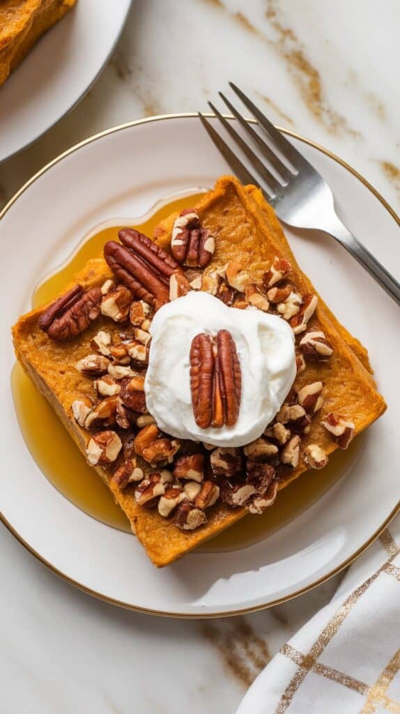 Pumpkin French Toast Casserole with Pecan Crumble