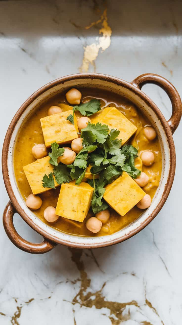 Pumpkin Coconut Curry with Tofu and Chickpeas