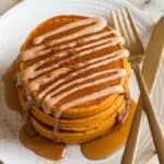 Fluffy Vegan Pumpkin Pancakes with Maple Tahini Drizzle