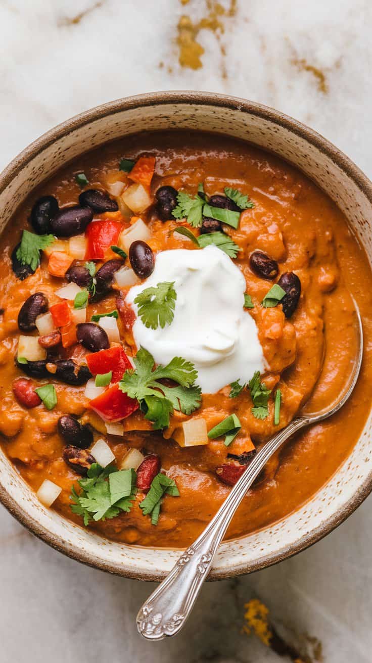 Spicy Vegan Pumpkin Chili with Black Beans