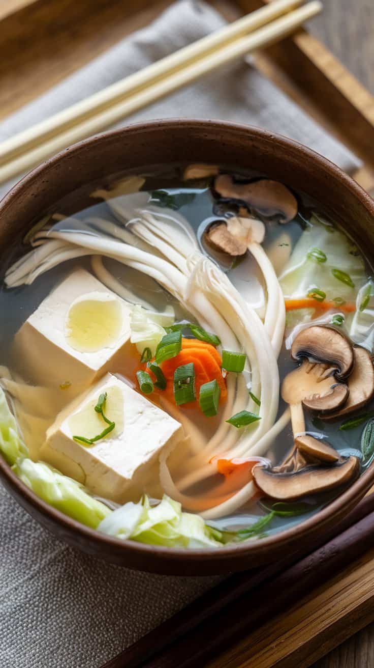 Japanese-Style Vegetarian Tofu Soup