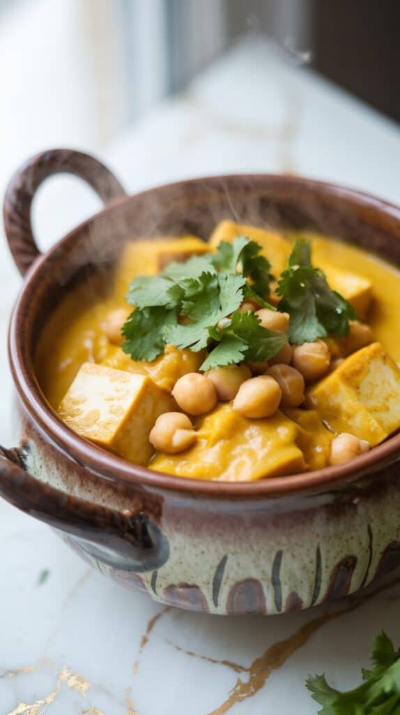 Pumpkin Coconut Curry with Tofu and Chickpeas