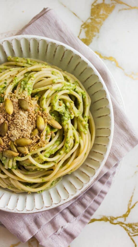 Vegan Pumpkin Seed Pesto Pasta